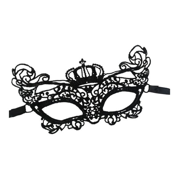 Black Venetian Lace Mask Mardi Gras Carnival Masquerade Halloween Cosplay - Picture 1 of 2